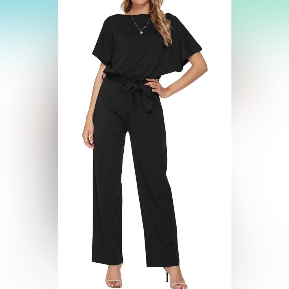 Black jumpsuit with tie